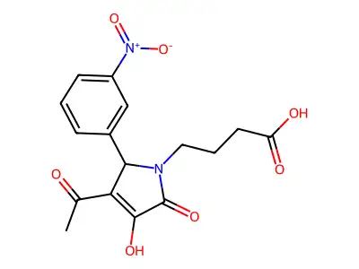 4-[3-acetyl-4-hydroxy-2-(3-nitrophenyl)-5-oxo-2H-pyrrol-1-yl]butanoic Acid structure