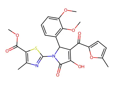 methyl 2-{(3E)-2-(2,3-dimethoxyphenyl)-3-[hydroxy(5-methylfuran-2-yl)methylidene]-4,5-dioxopyrrolidin-1-yl}-4-methyl-1,3-thiazole-5-carboxylate structure