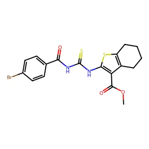 methyl 2-(3-(4-bromobenzoyl)thioureido)-4,5,6,7-tetrahydrobenzo[b]thiophene-3-carboxylate structure