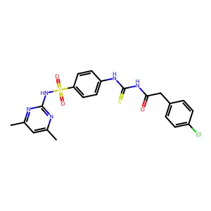 2-(4-chlorophenyl)-N-[[4-[(4,6-dimethylpyrimidin-2-yl)sulfamoyl]phenyl]carbamothioyl]acetamide structure