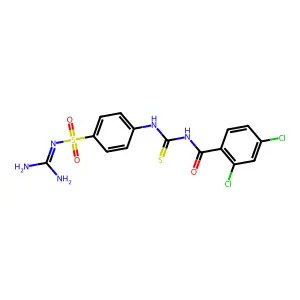 2,4-dichloro-N-[[4-(diaminomethylideneamino)sulfonylphenyl]carbamothioyl]benzamide structure