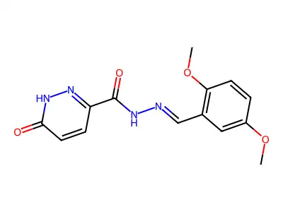 N-[(E)-(2,5-dimethoxyphenyl)methylideneamino]-6-oxo-1H-pyridazine-3-carboxamide structure