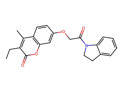 7-[2-(2,3-dihydro-1H-indol-1-yl)-2-oxoethoxy]-3-ethyl-4-methyl-2H-chromen-2-one structure