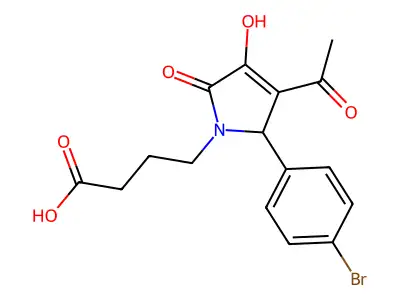 4-[3-acetyl-2-(4-bromophenyl)-4-hydroxy-5-oxo-2H-pyrrol-1-yl]butanoic acid structure