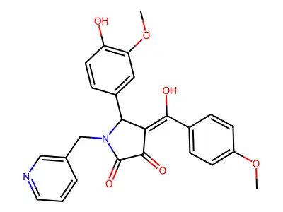 3-hydroxy-5-(4-hydroxy-3-methoxyphenyl)-4-(4-methoxybenzoyl)-1-(3-pyridinylmethyl)-1,5-dihydro-2H-pyrrol-2-one structure