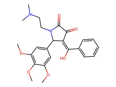 1-(2-dimethylaminoethyl)-4-[hydroxy(phenyl)methylidene]-5-(3,4,5-trimethoxyphenyl)pyrrolidine-2,3-dione structure