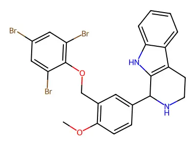 1-{4-methoxy-3-[(2,4,6-tribromophenoxy)methyl]phenyl}-2,3,4,9-tetrahydro-1H-beta-carboline structure