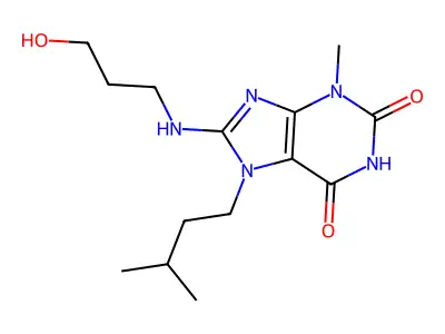 8-(3-Hydroxypropylamino)-3-methyl-7-(3-methylbutyl)purine-2,6-dione structure