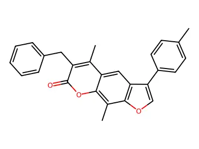 6-benzyl-5,9-dimethyl-3-(4-methylphenyl)-7H-furo[3,2-g]chromen-7-one structure