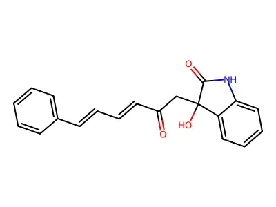 3-hydroxy-3-(2-oxo-6-phenylhexa-3,5-dienyl)-1H-indol-2-one structure