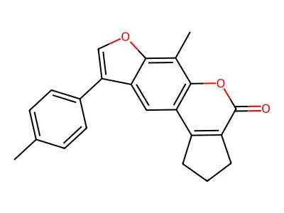 6-methyl-9-(4-methylphenyl)-2,3-dihydrocyclopenta[c]furo[3,2-g]chromen-4(1H)-one structure