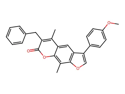 6-benzyl-3-(4-methoxyphenyl)-5,9-dimethyl-7H-furo[3,2-g]chromen-7-one structure
