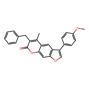 6-benzyl-3-(4-methoxyphenyl)-5-methyl-7H-furo[3,2-g]chromen-7-one structure