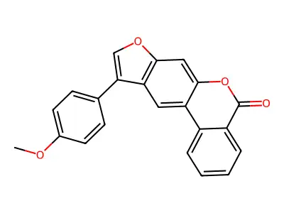 10-(4-methoxyphenyl)-5H-benzo[c]furo[3,2-g]chromen-5-one structure