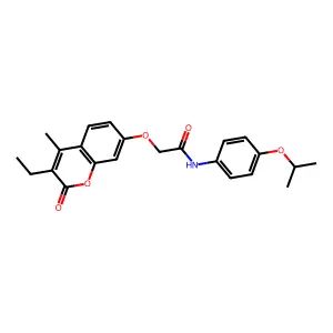 2-(3-ethyl-4-methyl-2-oxochromen-7-yl)oxy-N-(4-propan-2-yloxyphenyl)acetamide structure