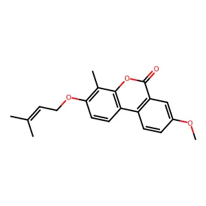 8-methoxy-4-methyl-3-[(3-methyl-2-butenyl)oxy]-6H-benzo[c]chromen-6-one structure