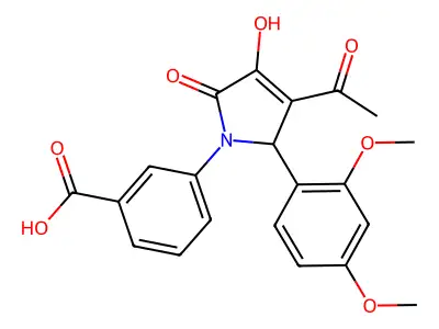 3-[3-acetyl-2-(2,4-dimethoxyphenyl)-4-hydroxy-5-oxo-2H-pyrrol-1-yl]benzoic Acid structure