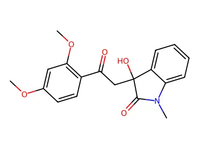 3-[2-(2,4-Dimethoxyphenyl)-2-oxoethyl]-3-hydroxy-1-methylindol-2-one structure
