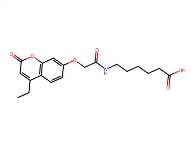 6-({[(4-ethyl-2-oxo-2H-chromen-7-yl)oxy]acetyl}amino)hexanoic acid structure