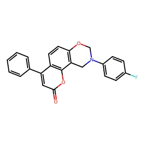 9-(4-fluorophenyl)-4-phenyl-9,10-dihydro-2H,8H-chromeno[8,7-e][1,3]oxazin-2-one structure