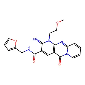 N-(Furan-2-ylmethyl)-2-imino-1-(2-methoxyethyl)-5-oxo-2,5-dihydro-1H-dipyrido[1,2-a:2',3'-d]pyrimidine-3-carboxamide structure