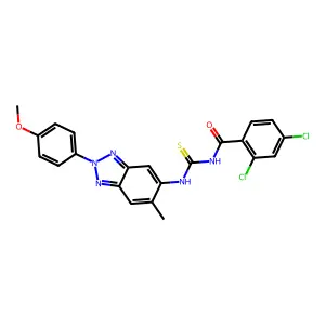 2,4-dichloro-N-[[2-(4-methoxyphenyl)-6-methylbenzotriazol-5-yl]carbamothioyl]benzamide structure