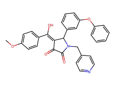 3-hydroxy-4-(4-methoxybenzoyl)-5-(3-phenoxyphenyl)-1-[(pyridin-4-yl)methyl]-2,5-dihydro-1H-pyrrol-2-one structure