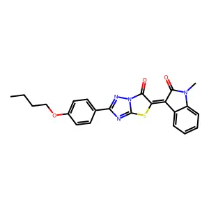(3Z)-3-[2-(4-butoxyphenyl)-6-oxo[1,3]thiazolo[3,2-b][1,2,4]triazol-5(6H)-ylidene]-1-methyl-1,3-dihydro-2H-indol-2-one structure