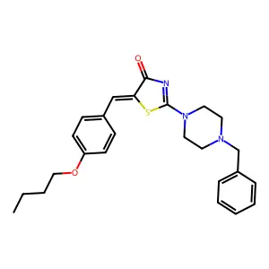 (5E)-2-(4-benzylpiperazin-1-yl)-5-(4-butoxybenzylidene)-1,3-thiazol-4(5H)-one structure