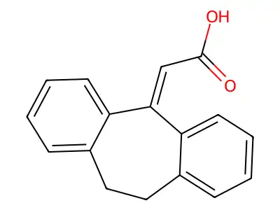(10,11-Dihydro-dibenzo(A,D)cyclohepten-5-ylidene)-acetic acid structure