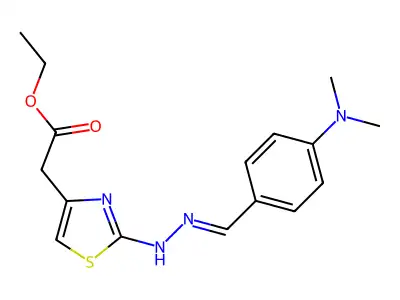 (Z)-ethyl 2-(2-(2-(4-(dimethylamino)benzylidene)hydrazinyl)thiazol-4-yl)acetate structure