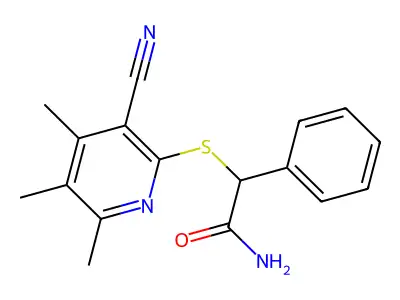 2-(3-Cyano-4,5,6-trimethylpyridin-2-yl)sulfanyl-2-phenylacetamide structure