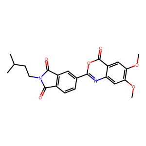 5-(6,7-Dimethoxy-4-oxo-3,1-benzoxazin-2-yl)-2-(3-methylbutyl)isoindole-1,3-dione structure