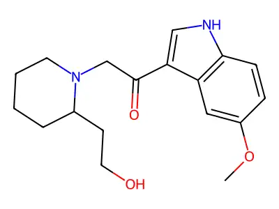 2-[2-(2-hydroxyethyl)piperidin-1-yl]-1-(5-methoxy-1H-indol-3-yl)ethanone structure