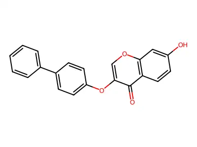 7-Hydroxy-3-(4-phenylphenoxy)chromen-4-one structure