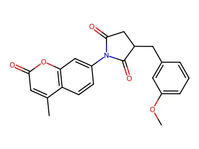 3-[(3-Methoxyphenyl)methyl]-1-(4-methyl-2-oxochromen-7-yl)pyrrolidine-2,5-dione structure