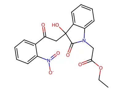 ethyl {3-hydroxy-3-[2-(2-nitrophenyl)-2-oxoethyl]-2-oxo-2,3-dihydro-1H-indol-1-yl}acetate structure