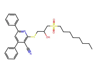 2-(2-Hydroxy-3-octylsulfonylpropyl)sulfanyl-4,6-diphenylpyridine-3-carbonitrile structure