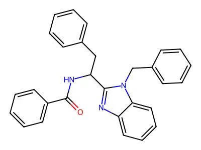 N-[1-(1-benzylbenzimidazol-2-yl)-2-phenylethyl]benzamide structure