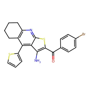 (3-amino-4-(thiophen-2-yl)-5,6,7,8-tetrahydrothieno[2,3-b]quinolin-2-yl)(4-bromophenyl)methanone structure