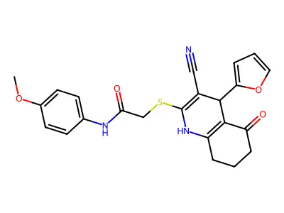 2-{[3-cyano-4-(furan-2-yl)-5-oxo-1,4,5,6,7,8-hexahydroquinolin-2-yl]sulfanyl}-N-(4-methoxyphenyl)acetamide structure