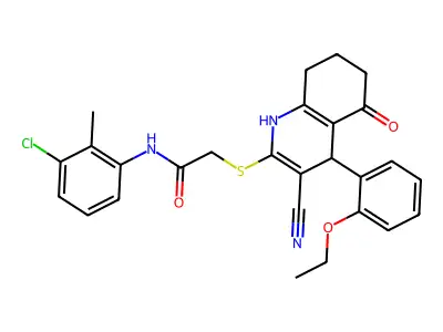 N-(3-chloro-2-methylphenyl)-2-{[3-cyano-4-(2-ethoxyphenyl)-5-oxo-1,4,5,6,7,8-hexahydroquinolin-2-yl]sulfanyl}acetamide structure