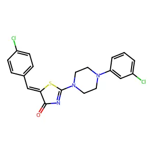 (5E)-5-(4-chlorobenzylidene)-2-[4-(3-chlorophenyl)piperazin-1-yl]-1,3-thiazol-4(5H)-one structure