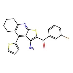 (3-amino-4-(thiophen-2-yl)-5,6,7,8-tetrahydrothieno[2,3-b]quinolin-2-yl)(3-bromophenyl)methanone structure