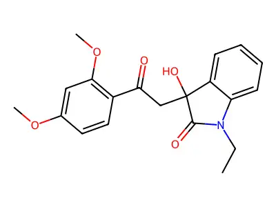 3-[2-(2,4-Dimethoxyphenyl)-2-oxoethyl]-1-ethyl-3-hydroxyindol-2-one structure