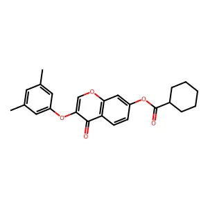3-(3,5-dimethylphenoxy)-4-oxo-4H-chromen-7-yl cyclohexanecarboxylate structure