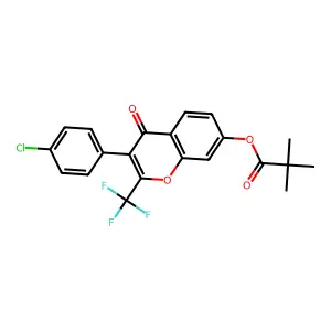 [3-(4-chlorophenyl)-4-oxo-2-(trifluoromethyl)chromen-7-yl] 2,2-dimethylpropanoate structure