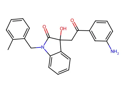 3-[2-(3-aminophenyl)-2-oxoethyl]-3-hydroxy-1-(2-methylbenzyl)-1,3-dihydro-2H-indol-2-one structure