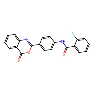 2-fluoro-N-[4-(4-oxo-3,1-benzoxazin-2-yl)phenyl]benzamide structure