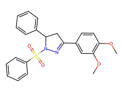 3-(3,4-dimethoxyphenyl)-5-phenyl-1-(phenylsulfonyl)-4,5-dihydro-1H-pyrazole structure